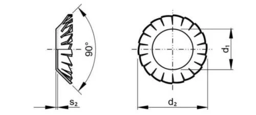 Kúpos külső fogazású alátét M05 DIN 6298V