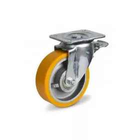 KERÉK POLIAMID BEÁLLÓ FÉKES SÁRGA 160 MM ÁTMÉRŐ 