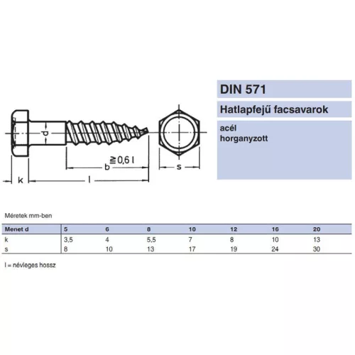 ÁLLVÁNYCSAVAR HLF D8*90