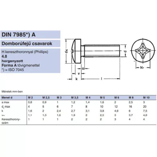 DFKH CSAVAR M3*20 (D FEJ)