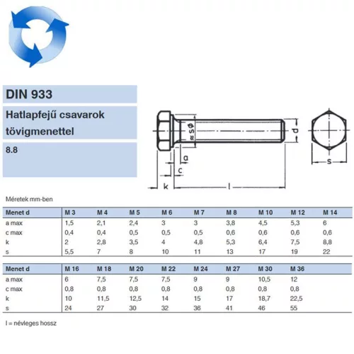 HLF CSAVAR BALOS M10*50