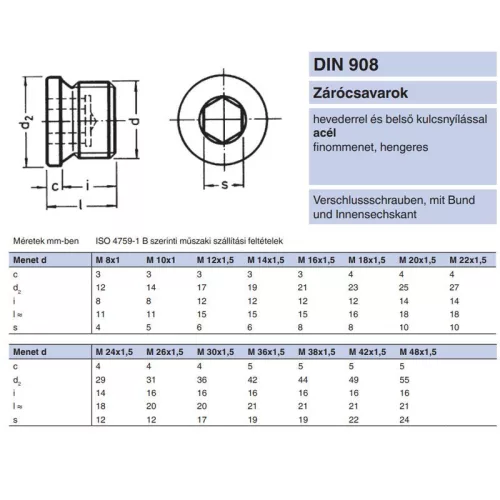ZÁRÓCSAVAR BK PEREMES G1/2col