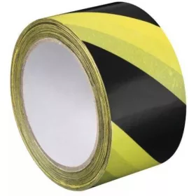   Figyelmeztető jelző ragsztószalag fekete/sárga, 60 mm x 66 m