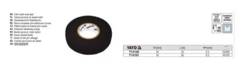 RAGASZTÓSZALAG SZÖVET FEKETE 19x03mm 15m YATO 81500
