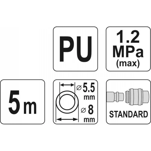 LÉGTÖMLŐ SPIRÁL 5,5X8MM 5M YATO
