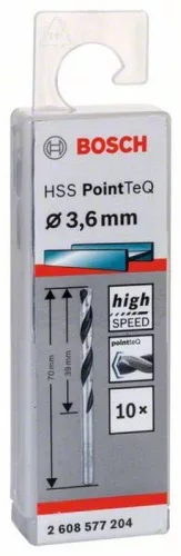 HSS PointTeQ spirálfúró, 3.6 mm