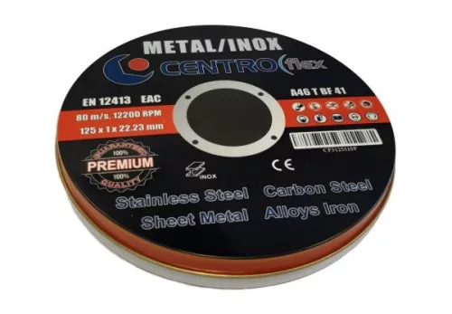 Vágókorong fémre INOX 125x1,0 PREMIUM fém dobozban Centroflex