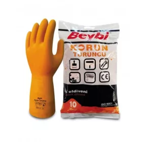Kesztyű latex PROFI narancs Beybi