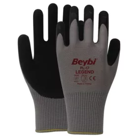 Kesztyű mártott latex XL/10 szürke/fekete LEGEND Beybi