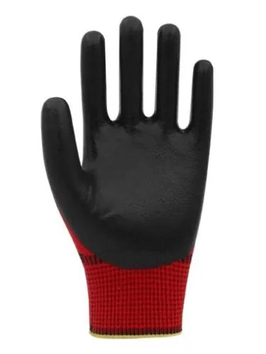 Kesztyű nitril tenyérenmártott XL/10 piros/fekete Beybi