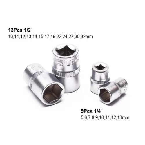 Dugókulcs készlet   77r. 1/2"-1/4" Harden