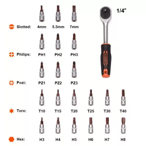 Dugókulcs készlet  132r. 1/2"-3/8"-1/4" Harden