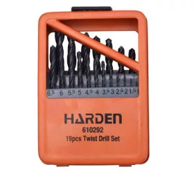   Csigafúró készlet    19r. 1-10 mm HSS FÉM dobozban Harden