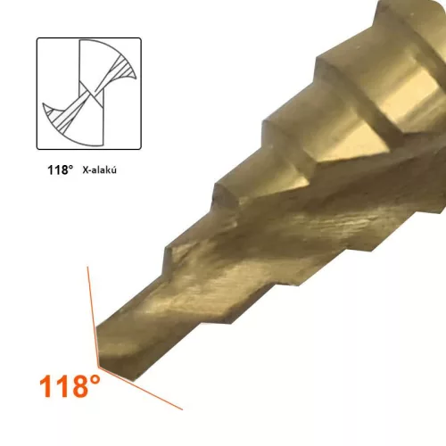 Lépcsősfúró  4-20mm TIN Harden