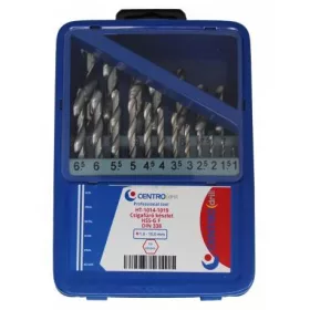   Csigafúró készlet    19r. 1-10 mm HSS-G F FÉM dobozban Centrodrill