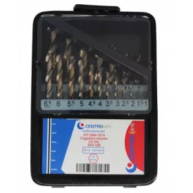   Csigafúró készlet    19r. 1-10 mm CO  5% FÉM dobozban Centrodrill