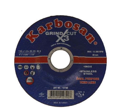 Vágó-tisztítókorong fémre INOX 115x1,9 Karbosan